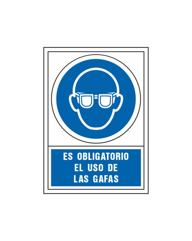 Pictograma syssa señal de obligacion es obligatorio el uso de las gafas en pvc 245x345 mm