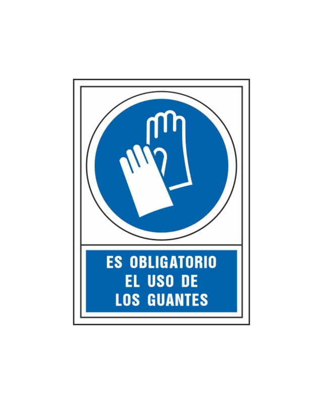Pictograma syssa señal de obligacion es obligatorio el uso de los guantes en pvc 245x345 mm