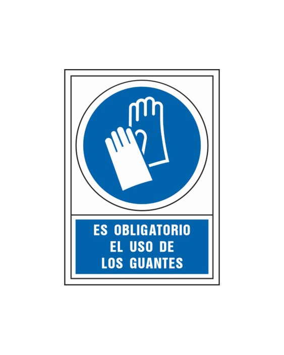 Pictograma syssa señal de obligacion es obligatorio el uso de los guantes en pvc 245x345 mm