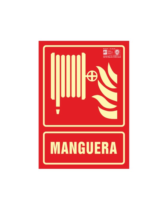 Pictograma syssa señal de manguera en pvc fotoluminiscente 210x297 mm