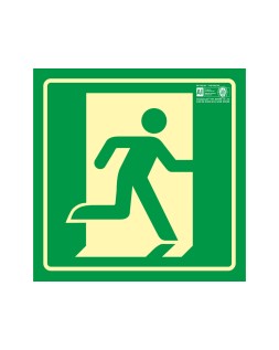 Pictograma syssa señal de salida de emergencia derecha en pvc fotoluminiscente 224x224 mm