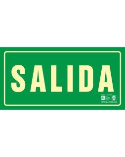 Pictograma syssa señal de salida en pvc fotoluminiscente 320x160 mm