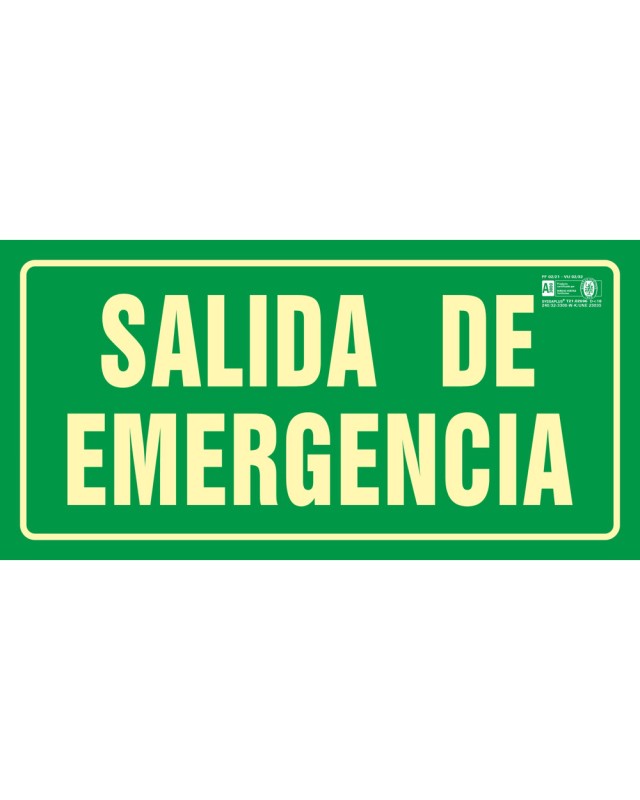 Pictograma syssa señal de salida de emergencia en pvc fotoluminiscente 320x160 mm
