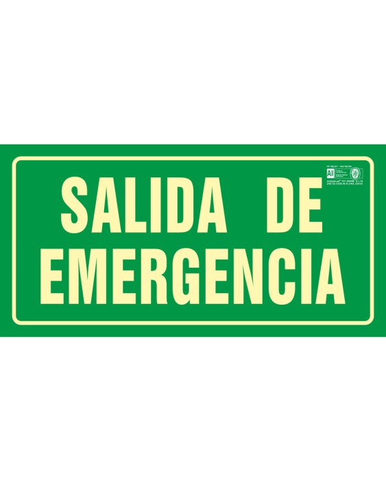 Pictograma syssa señal de salida de emergencia en pvc fotoluminiscente 320x160 mm