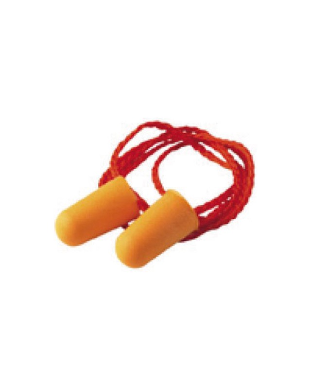 Tapones reutilizables de silicona con cordon textil punta rigida para insercion precisa pack de 100 pares