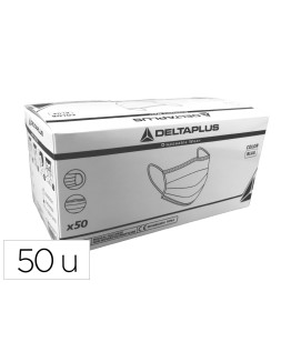 Mascarilla facial higienica desechable 3 capas con ajuste nasal filtracion 95% color azul