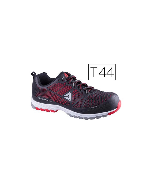 Zapatos de seguridad deltaplus de poliuretano y malla aireada s1p negro y rojo talla 44
