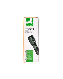 Linterna q-connect telescopica aluminio 5w modo alumbrado alto medio bajo estroboscopio sosapagado 3 pilas aaa