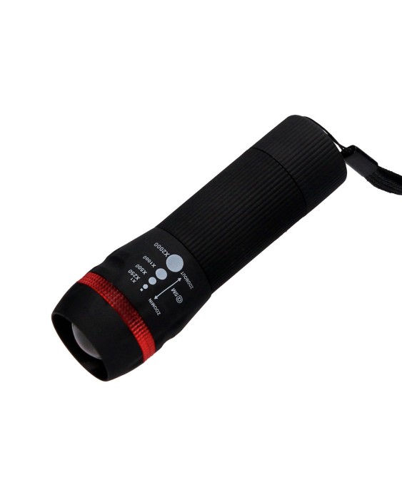 Linterna q-connect kf18749 plastico con zoom 1w modo alumbrado encendido apagado incluye 3 pilas aaa