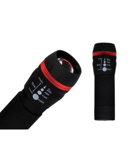 Linterna q-connect kf18749 plastico con zoom 1w modo alumbrado encendido apagado incluye 3 pilas aaa