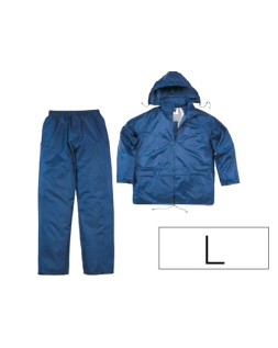 Conjunto de lluvia deltaplus 400 poliester/pvc azul marino talla l