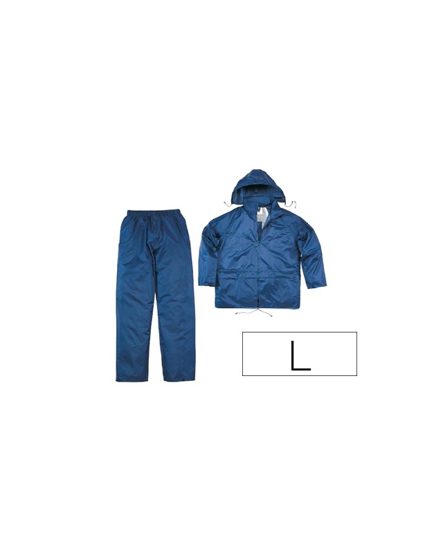 Conjunto de lluvia deltaplus 400 poliester/pvc azul marino talla l
