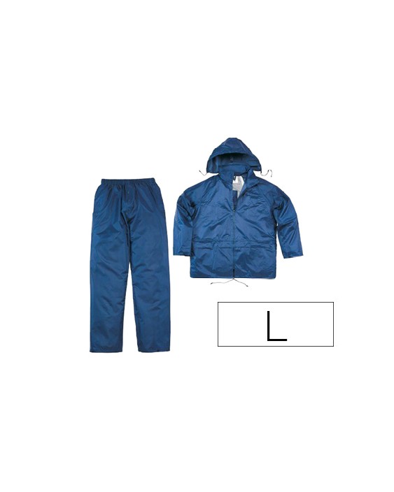 Conjunto de lluvia deltaplus 400 poliester/pvc azul marino talla l