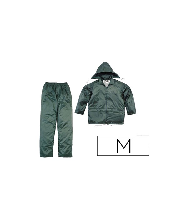 Conjunto de lluvia deltaplus 400 poliester/pvc verde talla m