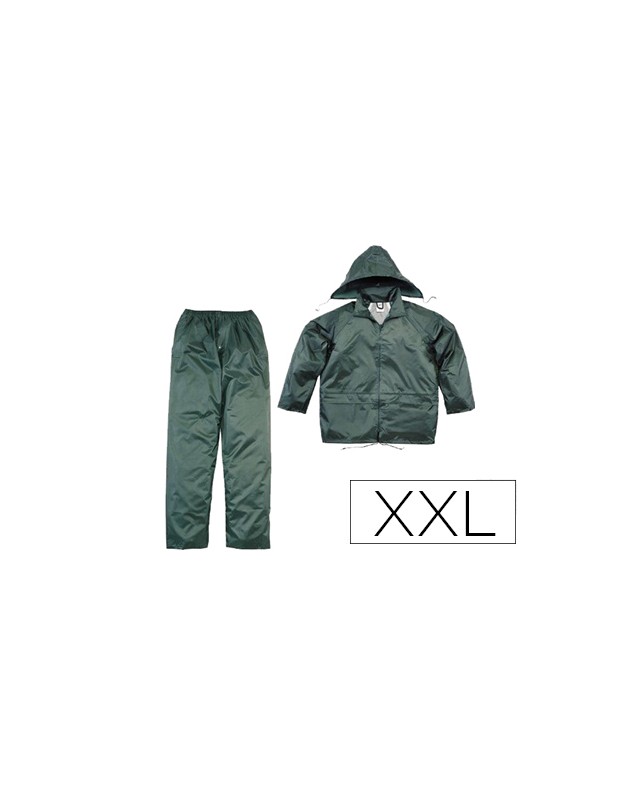 Conjunto de lluvia deltaplus 400 poliester/pvc verde talla xxl