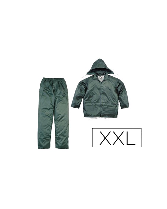 Conjunto de lluvia deltaplus 400 poliester/pvc verde talla xxl
