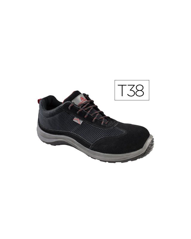 Zapatos de seguridad deltaplus asti piel de serraje afelpado suela de composite negro talla 38