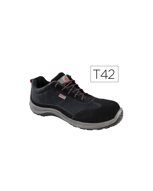 Zapatos de seguridad deltaplus asti piel de serraje afelpado suela de composite negro talla 42