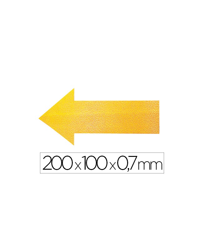 Simbolo adhesivo durable pvc forma de flecha para delimitacion suelo amarillo 200x100x0,7 mm pack de 10