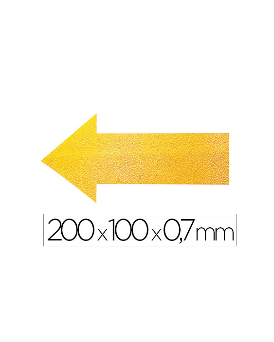 Simbolo adhesivo durable pvc forma de flecha para delimitacion suelo amarillo 200x100x0,7 mm pack de 10