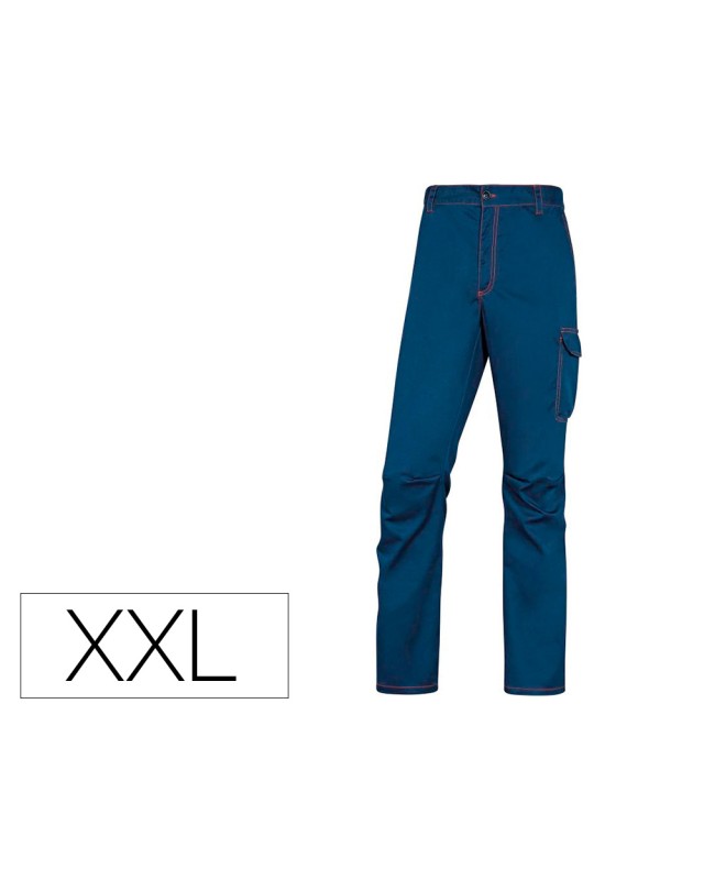 Pantalon de trabajo deltaplus cintura elastica 5 bolsillos color azul marino / naranja talla xxl