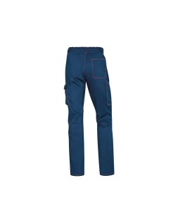 Pantalon de trabajo deltaplus cintura elastica 5 bolsillos color azul marino / naranja talla xxl