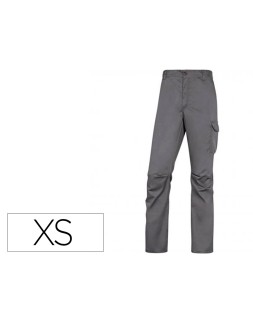 Pantalon de trabajo deltaplus cintura elastica 5 bolsillos color gris / negro talla xs
