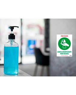 Señal adhesiva avery usar el desinfectante para las manos din a4 resistente a los rayos uv pack de 2 unidades