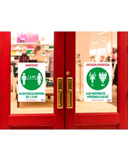 Señal adhesiva avery mantener distancia minina de 1,5 m din a4 resistente a los rayos uv pack de 2 unidades