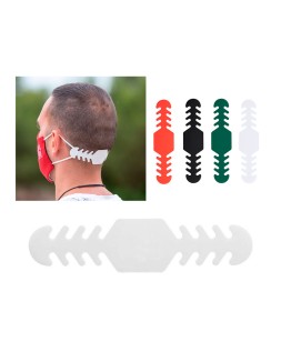 Ajustador salvaorejas mascarilla silicona flexible 3 posiciones ajuste color blanco 19,4x1,8 cm