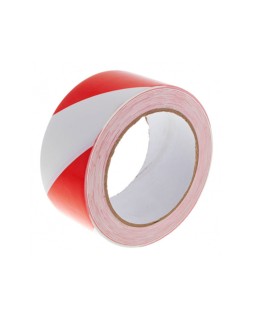 Cinta adhesiva q-connect de seguridad rojo y blanco 20 m x 48 mm