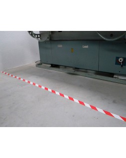 Cinta adhesiva q-connect de seguridad rojo y blanco 20 m x 48 mm