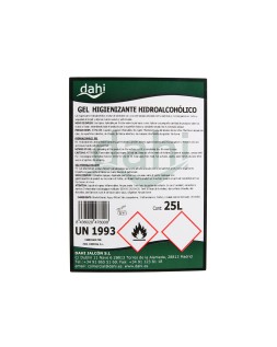 Gel hidroalcoholico higienizante dahi para manos garrafa de 25 litros