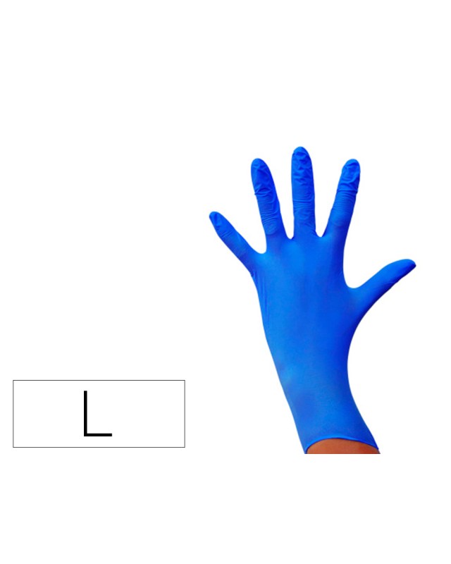 Guantes de nitrilo desechable sensitive sin polvo talla l grande color azul caja de 100 unidades