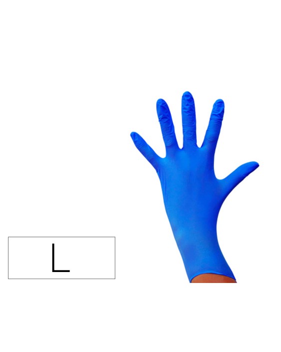 Guantes de nitrilo desechable sensitive sin polvo talla l grande color azul caja de 100 unidades