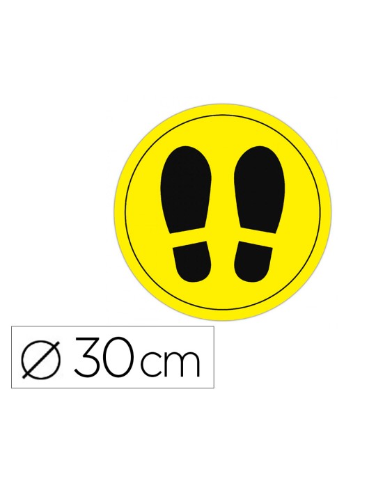 Circulo de señalizacion adhesivo apli para suelo pvc 100 mc pies color amarillo/negro diametro 30 cm