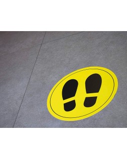 Circulo de señalizacion adhesivo apli para suelo pvc 100 mc pies color amarillo/negro diametro 30 cm