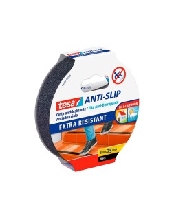 Cinta antideslizante adhesiva tesa uso interior / exterior color negro 5 m x 25 mm