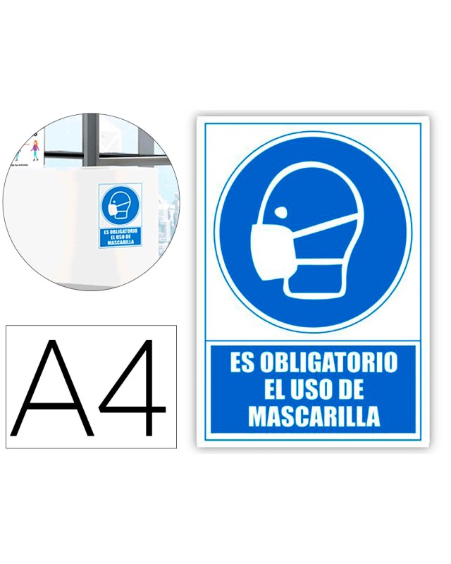 Pictograma archivo 2000 obligatorio el uso de mascarilla pvc color azul 210x297 mm