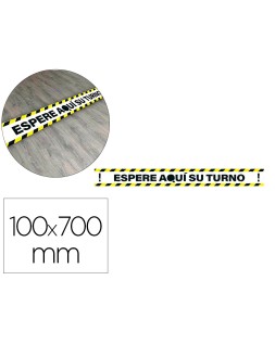 Pictograma archivo 2000 espere su turno mantega la distancia de seguridad vinilo adhesivo amarillo 100x700 mm