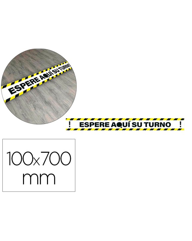 Pictograma archivo 2000 espere su turno mantega la distancia de seguridad vinilo adhesivo amarillo 100x700 mm