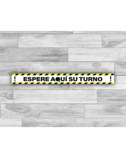 Pictograma archivo 2000 espere su turno mantega la distancia de seguridad vinilo adhesivo amarillo 100x700 mm
