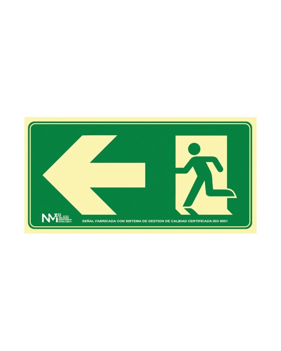 Pictograma archivo 2000 salida de emergencia izquierda pvc verde luminiscente 160x320 mm