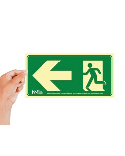 Pictograma archivo 2000 salida de emergencia izquierda pvc verde luminiscente 160x320 mm