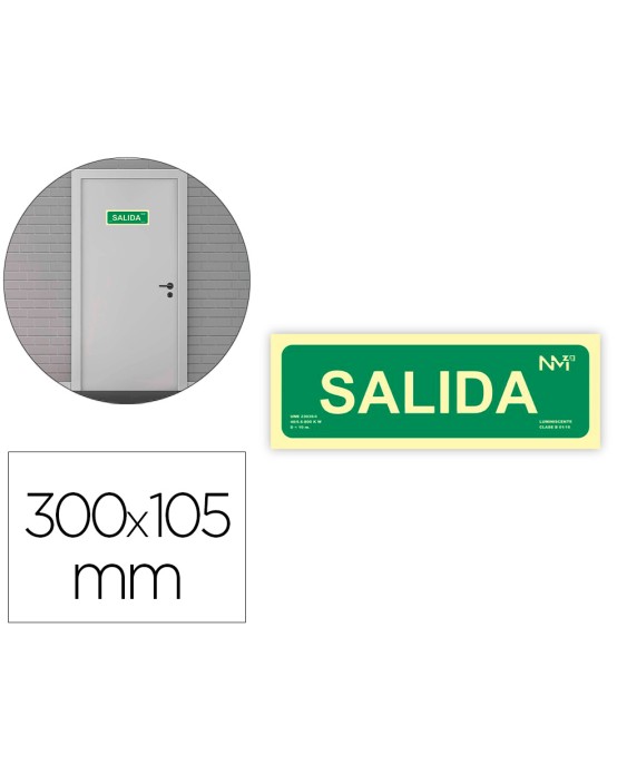 Pictograma archivo 2000 salida pvc verde luminiscente 300x105 mm pack de 2 unidades