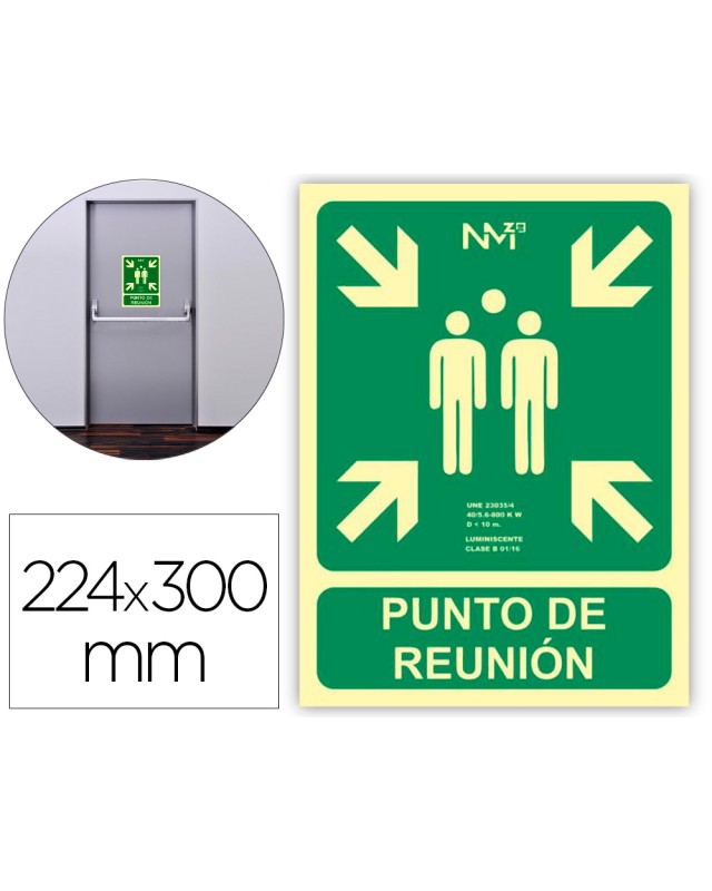 Pictograma archivo 2000 punto de reunion pvc verde luminiscente 224x300 mm