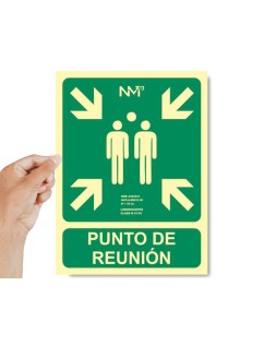 Pictograma archivo 2000 punto de reunion pvc verde luminiscente 224x300 mm