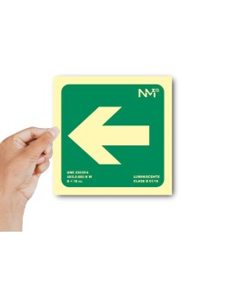 Pictograma archivo 2000 flecha izquierda pvc verde luminiscente 224x224 mm