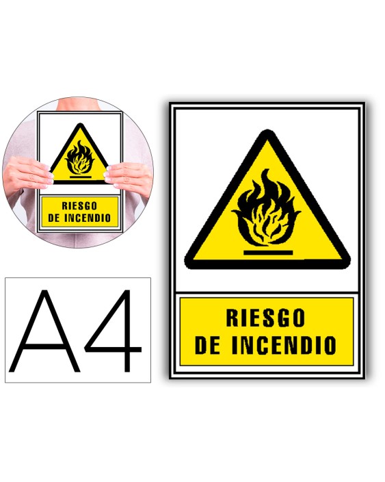 Pictograma archivo 2000 riesgo de incendio pvc amarillo luminiscente 210x297 mm