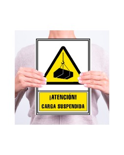 Pictograma archivo 2000 atencion carga suspendida pvc amarillo luminiscente 210x297 mm